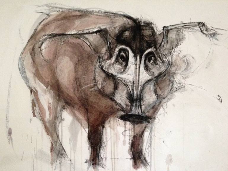 770x579 Saatchi Art Red River Hog Drawing By Liane Stevenson
