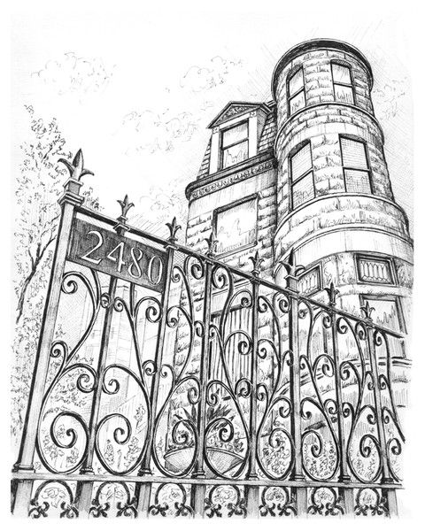 480x600 Collection Of Home And Building Pen Drawings