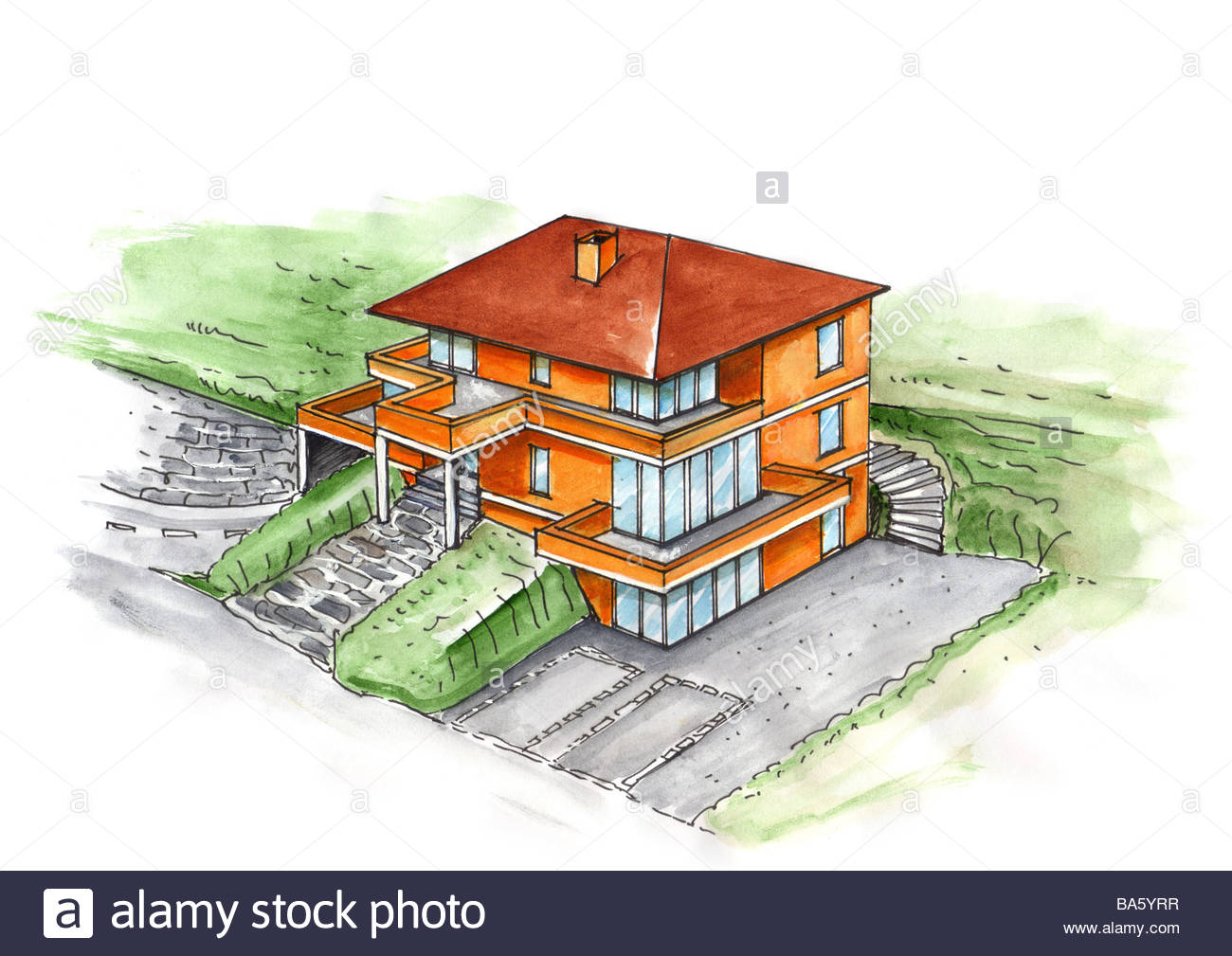 1300x1009 Illustration Increase Family House Watercolor Drawing Sketch House