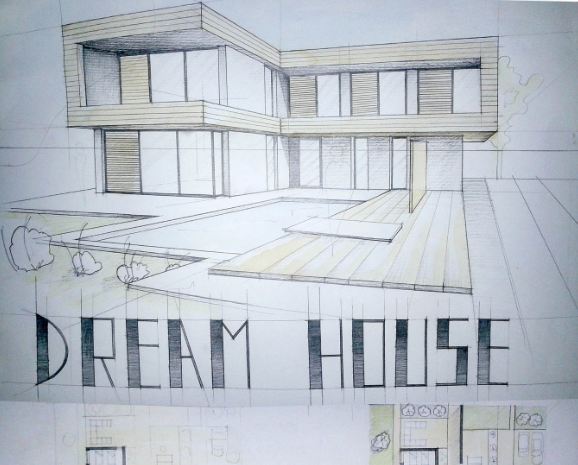578x465 Modern House Drawing Perspective Floor Plans Design Architecture