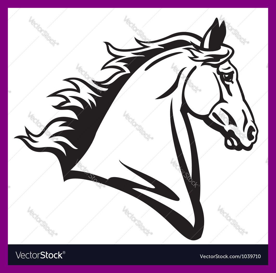 1060x1048 Appealing Horse Head Profile Black White Royalty Vector Image Pict