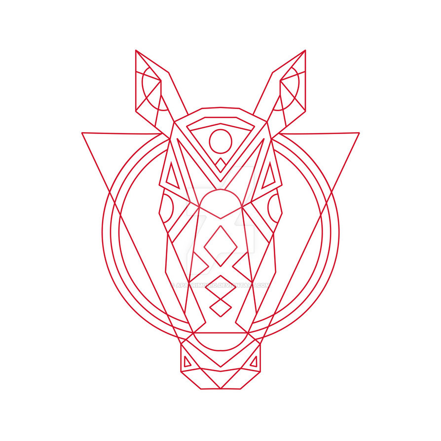 894x894 Geometric Horse Head Line Drawing By Apatrimonio
