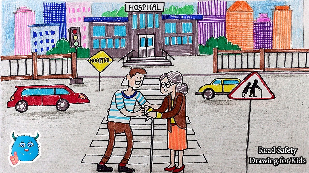 1280x720 How To Draw City Road Safety Drawing Easy For Kids