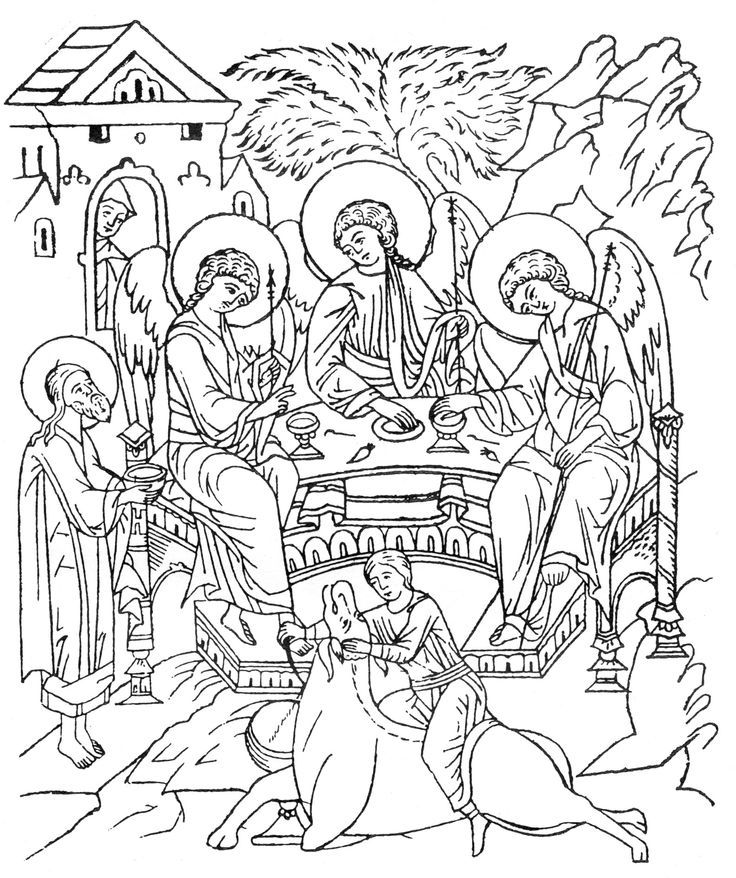 736x878 Hospitality Of Abraham Icons Black And White
