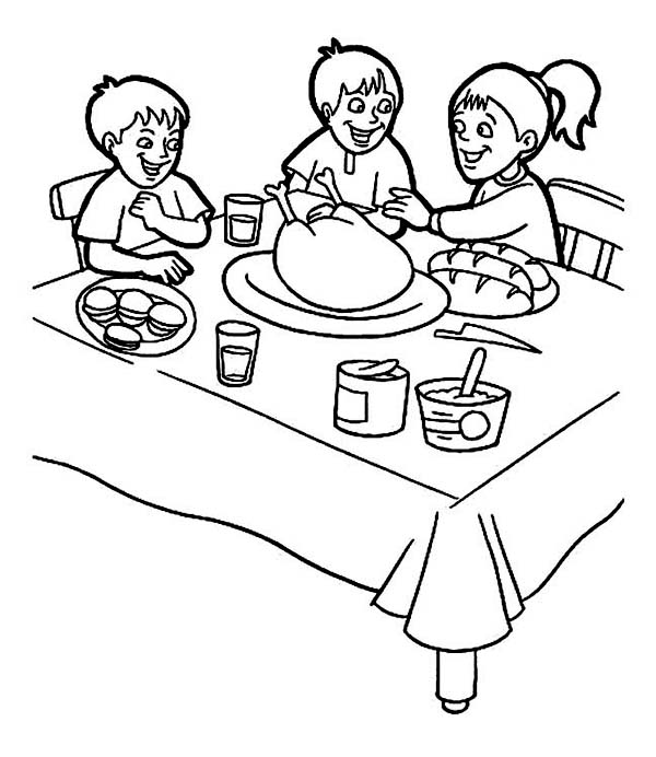 600x692 Sharing Hospitality On Canada Thanksgiving Day Coloring Page