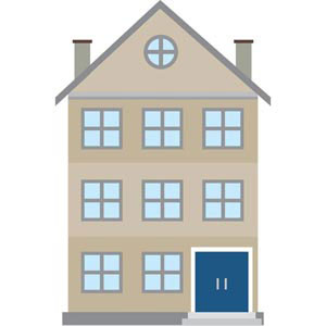 300x300 Free Vector Old Style Hostel, Hospital Residential Building Vector
