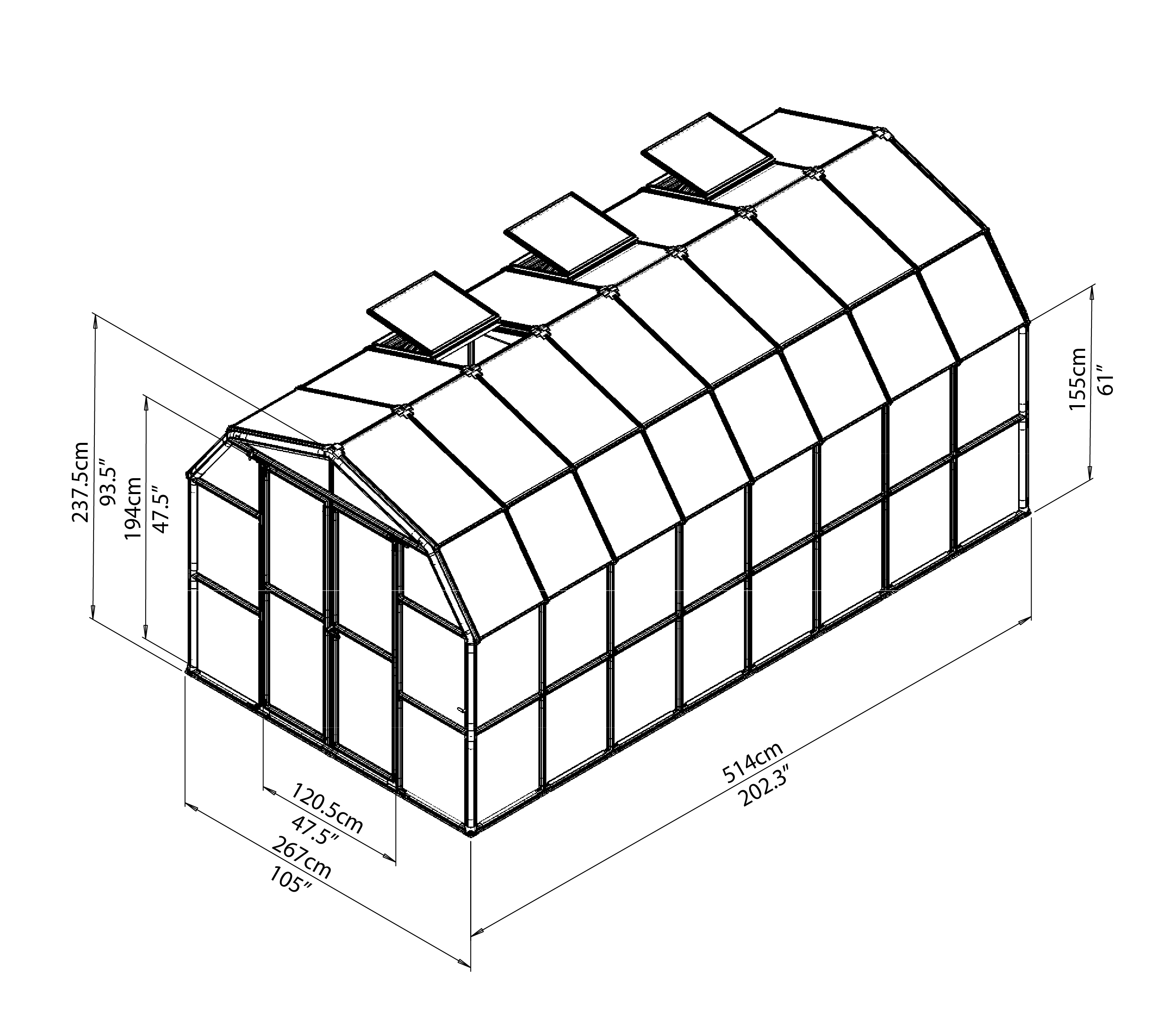 2964x2593 Prestige 2 Series Greenhouse Kit