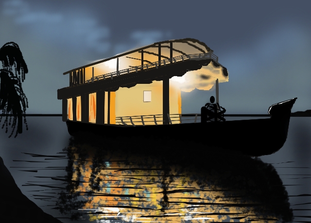 640x460 Kerala House Boat By Rahulspark8 (Landscapes Drawing)
