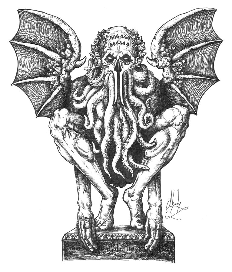 766x900 Cthulhu Drawing By Alexander Liptak