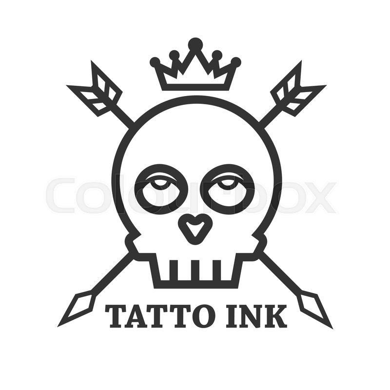 800x800 Tattoo Ink Black Skull Isolated. Vector Illustration In Flat
