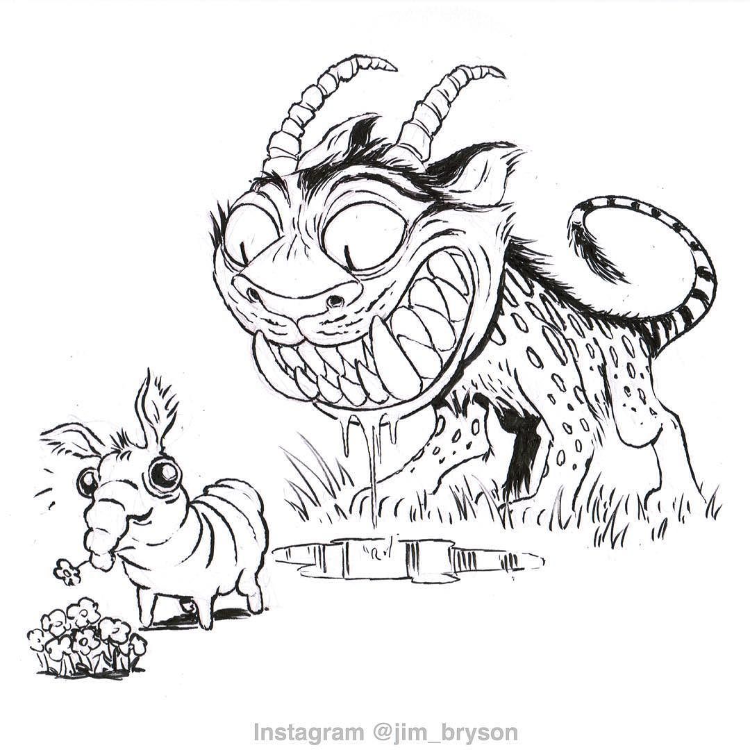 1080x1080 Inktober Day 4 Hunger Hyenadon Stalks Its Dinner.