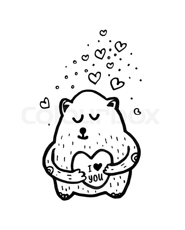 643x800 Cute Bear. Vector Cartoon Sketch Illustration Background. Trendy