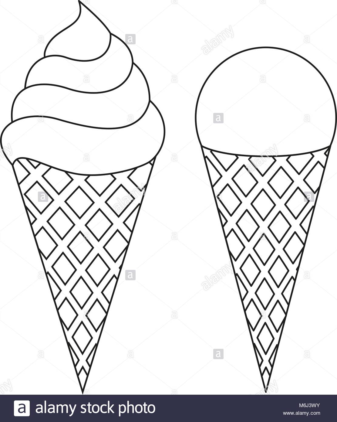 1111x1390 Line Art Ice Cream Cone Black And White Icon Set. Coloring Book