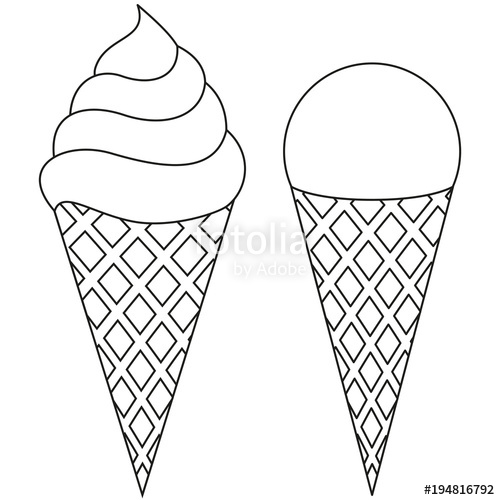 500x500 Line Art Ice Cream Cone Black White Icon Set. Stock Image