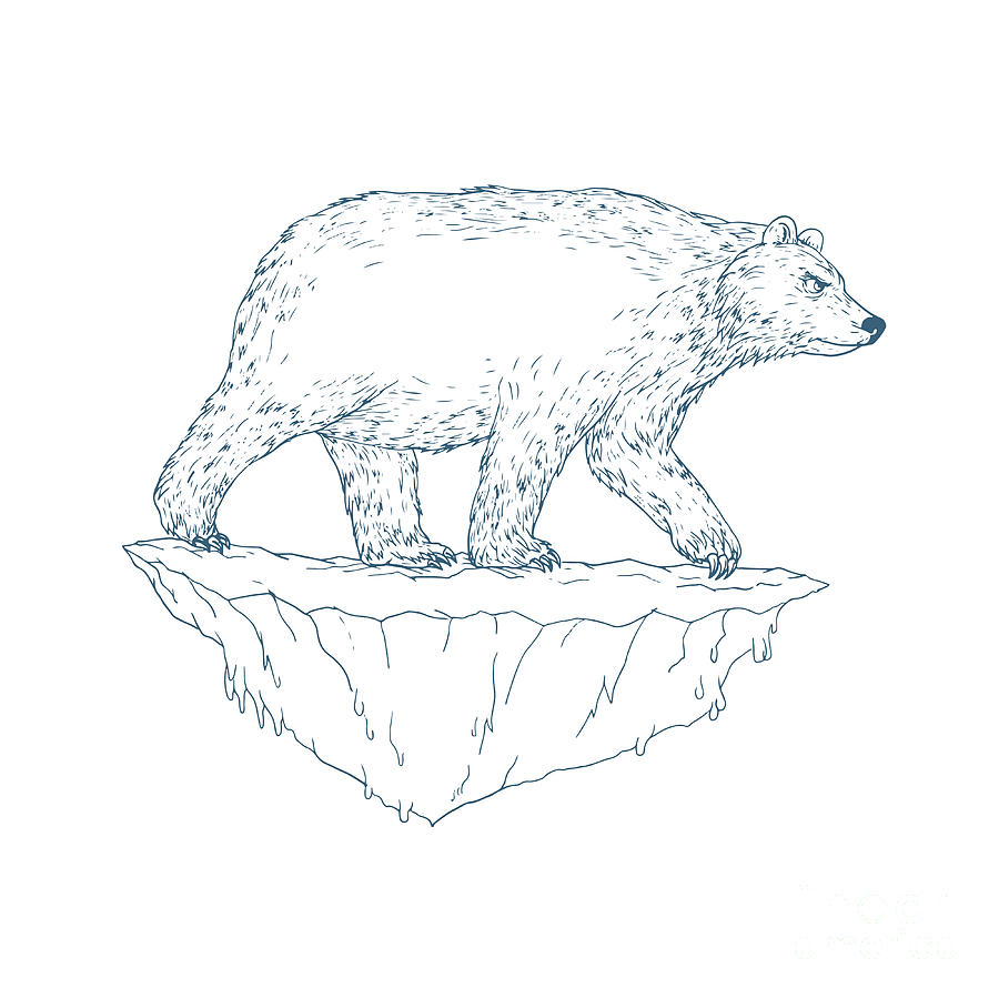 900x899 Polar Bear Walking Iceberg Ukiyo E Digital Art By Aloysius Patrimonio