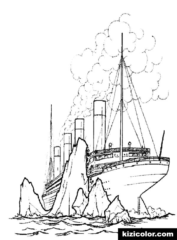 600x814 Titanic Crashing Giant Iceberg Pages