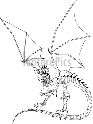 376x500 Science Fiction And Fantasy Dragon Line Drawing