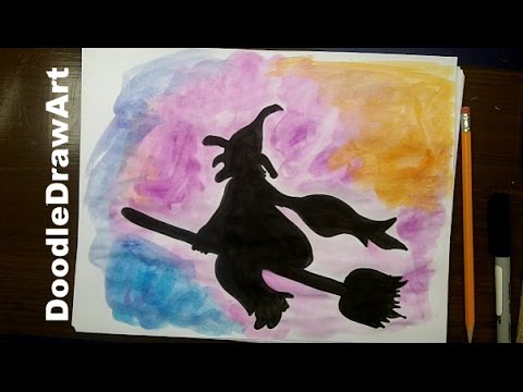 480x360 How To Draw A Witch On A Broom For Halloween