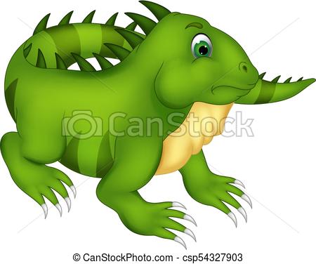 450x376 Vector Illustration Of Cute Iguana Cartoon Posing With Smile