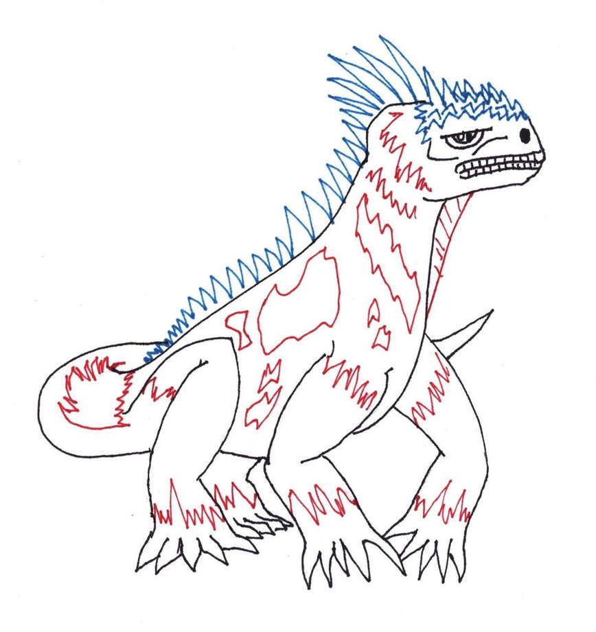 868x921 Marine Iguana (Outline) By Azuredevildragon