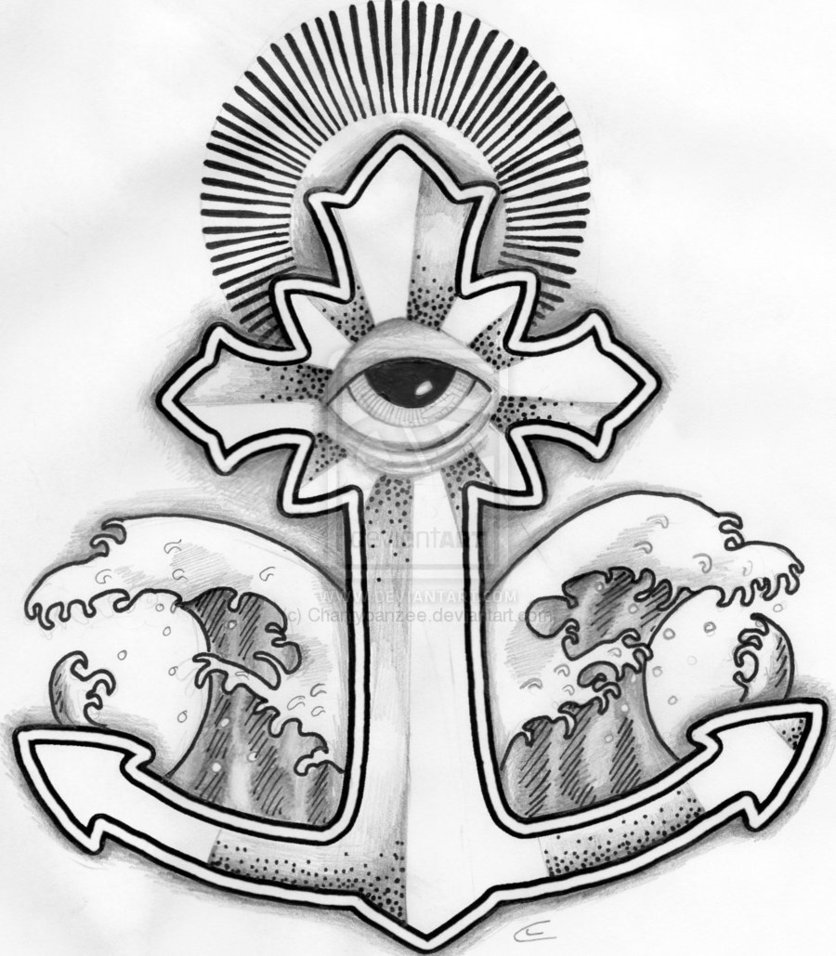 836x956 Anchor And Illuminati Eye Tattoo Design