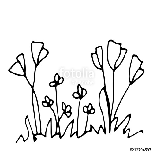 500x500 Sketch Flowerbed, Floral Composition, Free Hand Drawing Stock