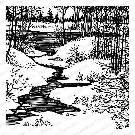 455x455 Impression Obsession Cling Stamps, Winter Scene Cover A Card