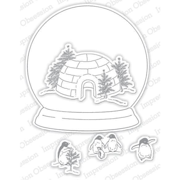 584x584 Impression Obsession Dies, Penguin Family Snow Globe
