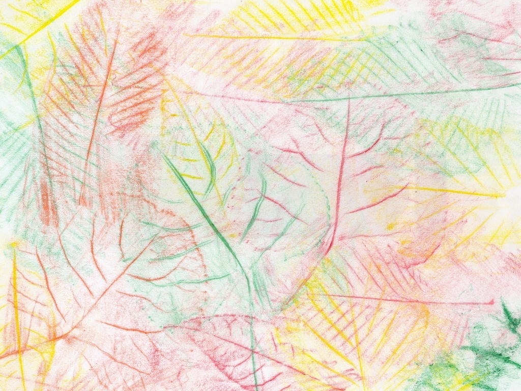 1024x768 Fall Leaves Impression Drawing By Foodshelf