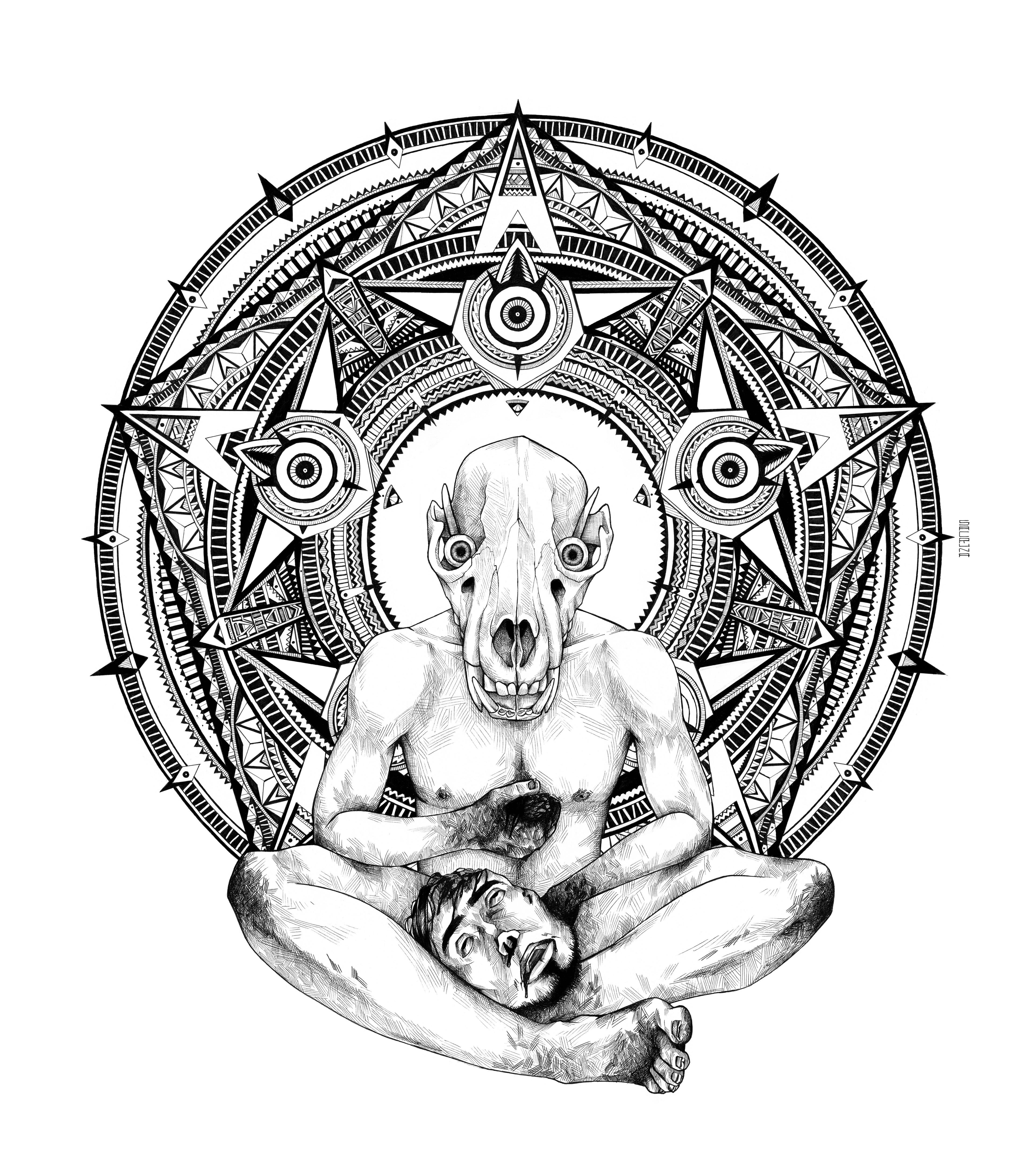 4434x5000 Hold My Head Iv India Ink Over Paper 50x70 Cm Art