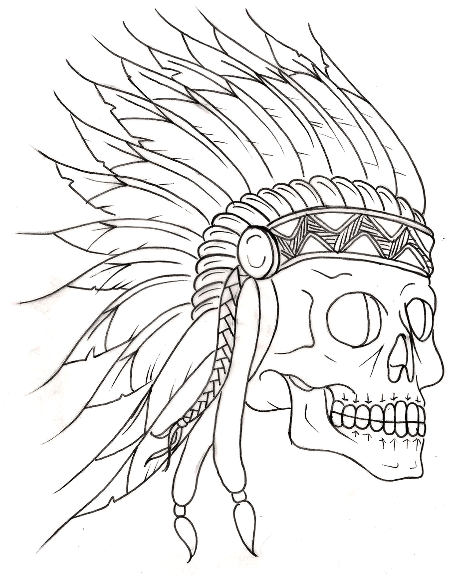 900x1158 Indian Chief Skull Tattoo By ~metacharis On Tattoos