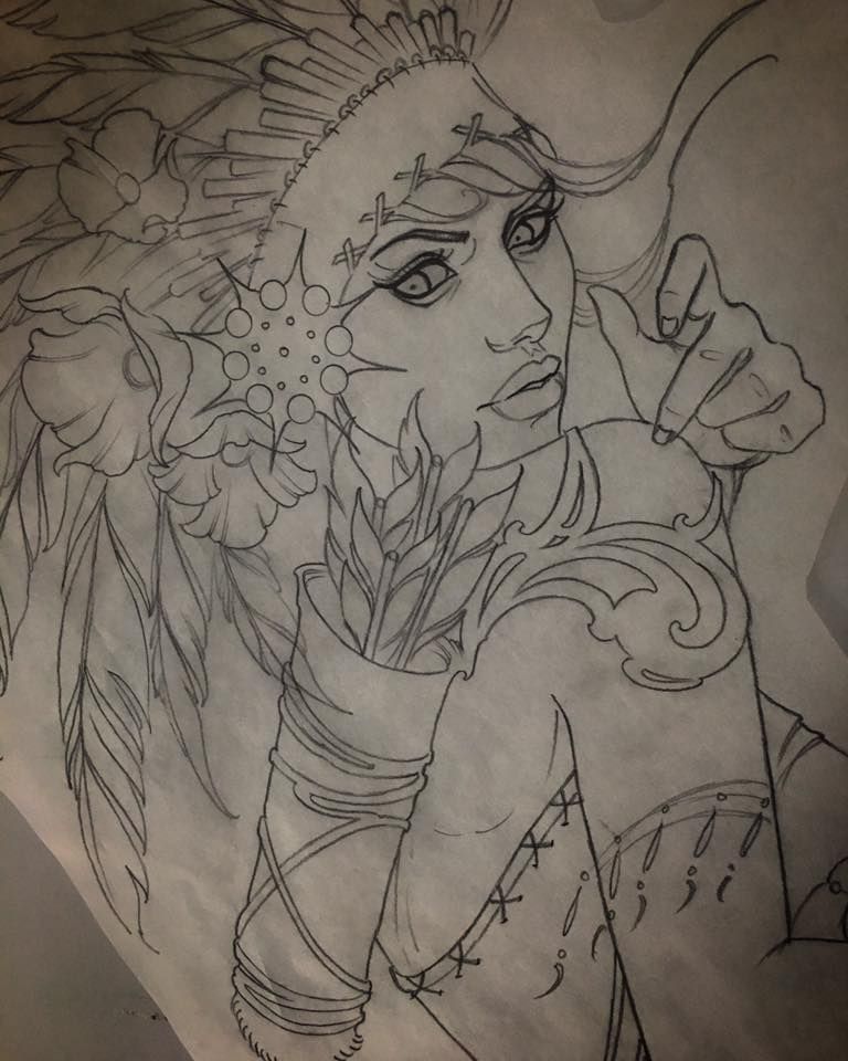 768x960 Indian Tattoo Sketch By Jeff Norton, California Www