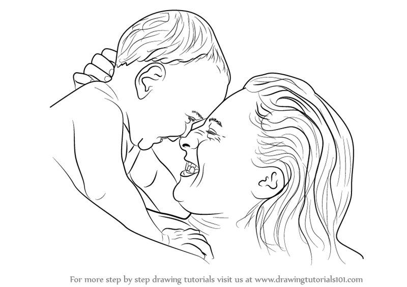 800x565 Learn How To Draw Mother Holding Infant (Other People) Step By