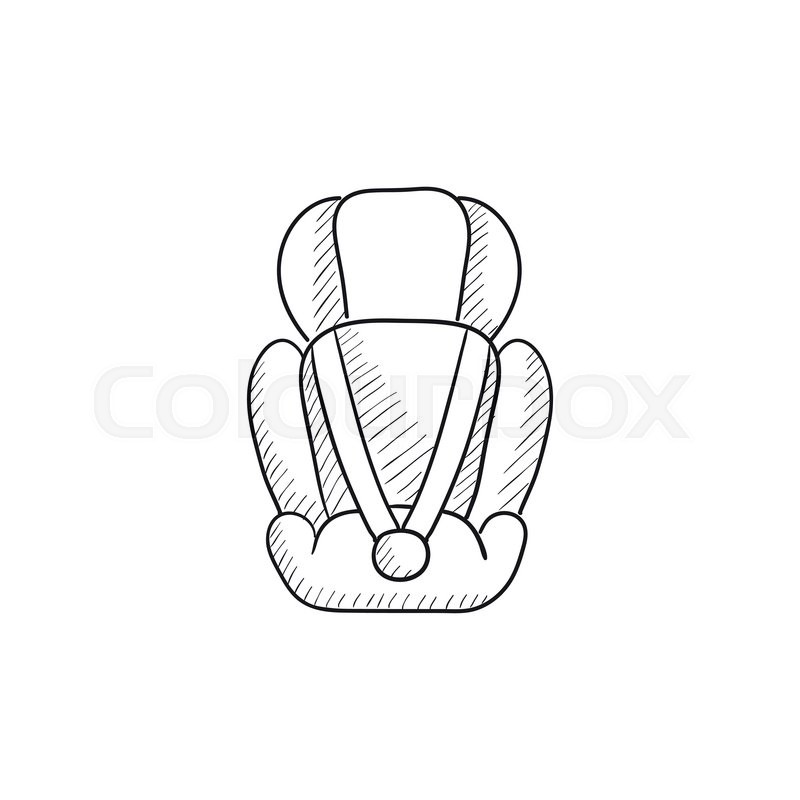 800x800 Baby Car Seat Vector Sketch Icon Isolated On Background. Hand