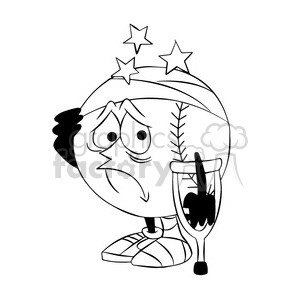 300x300 Royalty Free Cartoon Baseball Mascot Speedy Injured Black