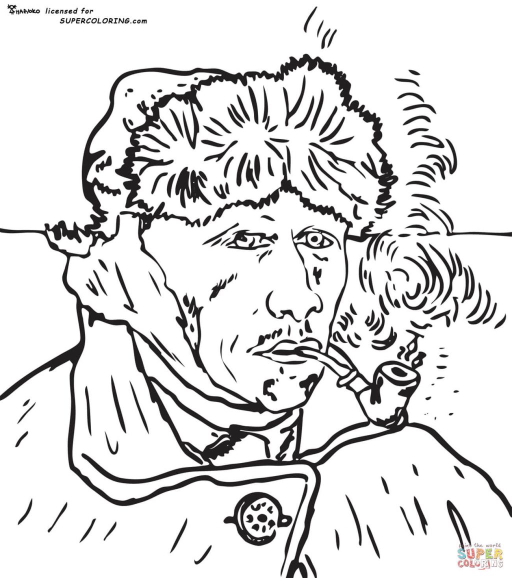 1024x1156 Coloring Book And Pages ~ Self Portrait With Bandaged Ear By