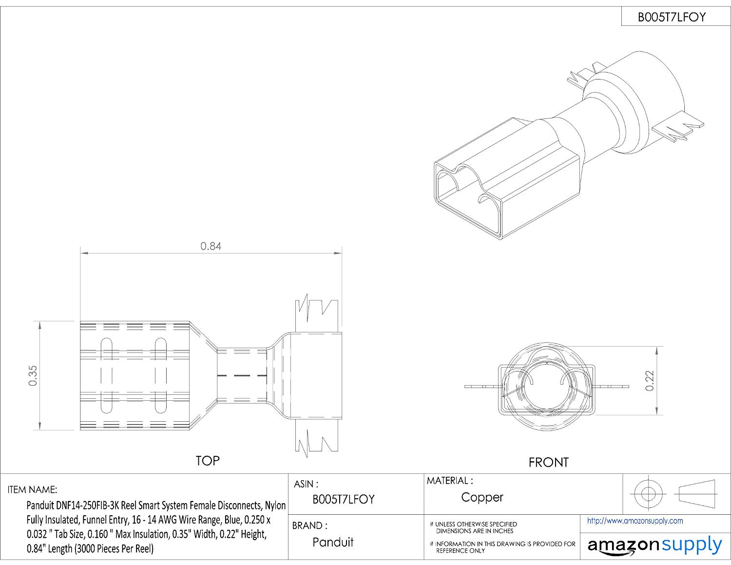1500x1159 Panduit Dnf14 250fib 3k Reel Smart System Female Disconnects