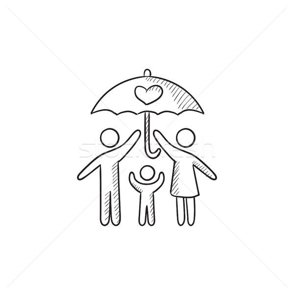 600x600 Family Insurance Sketch Icon. Vector Illustration Andrei