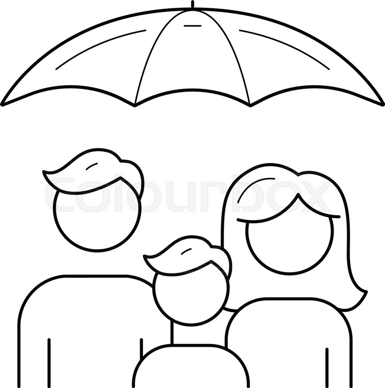 794x800 Family Insurance Vector Line Icon Isolated On White Background
