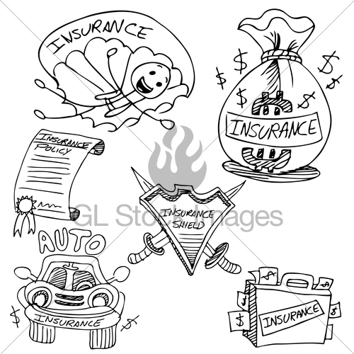 500x500 Insurance Drawing Set Gl Stock Images
