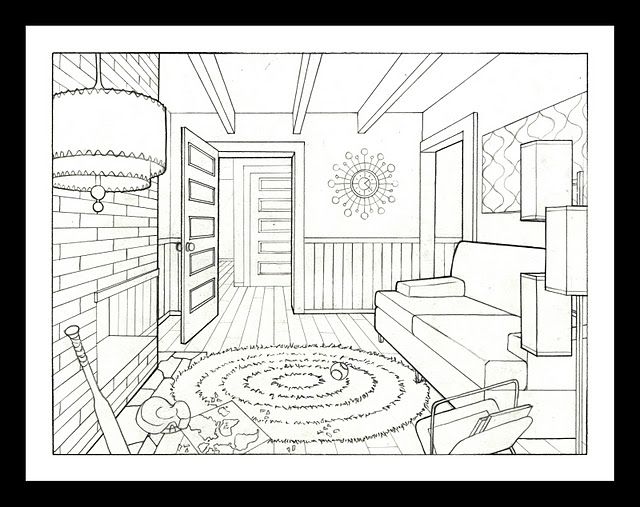 640x507 Outline Drawing Of A Living Room To Use In Communicative Activity