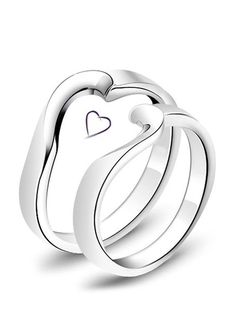 235x334 Black Heart To Heart Wedding Rings For Couples Heart