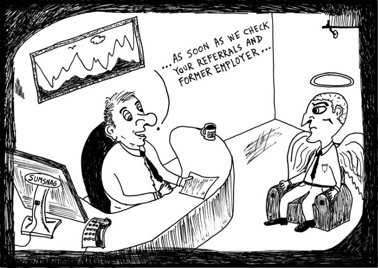 770x546 Saatchi Art Job Interview Cartoon Drawing By Yasha Harari