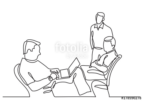 500x354 Continuous Line Drawing Of Job Interview Stock Image And Royalty