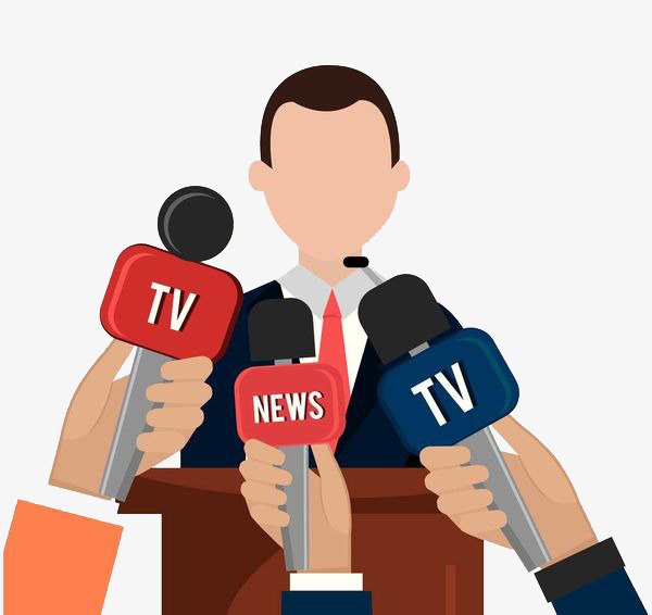 600x566 Reporter Interview, Cartoon Hand Drawing, Advertisement