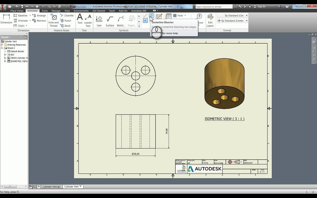 1280x800 Creating Technical Drawings In Autodesk Inventor 2014 Tutorial