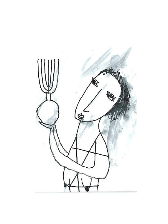 570x759 Aceo Original Card Jewish Art Original Ink Drawing Weird