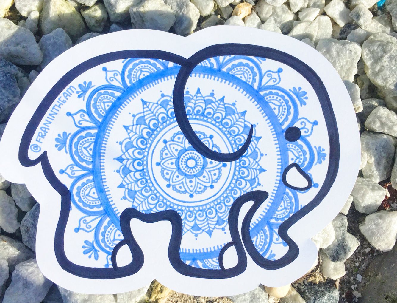 1334x1016 Ivory Ella Mandala Elephant Drawing By