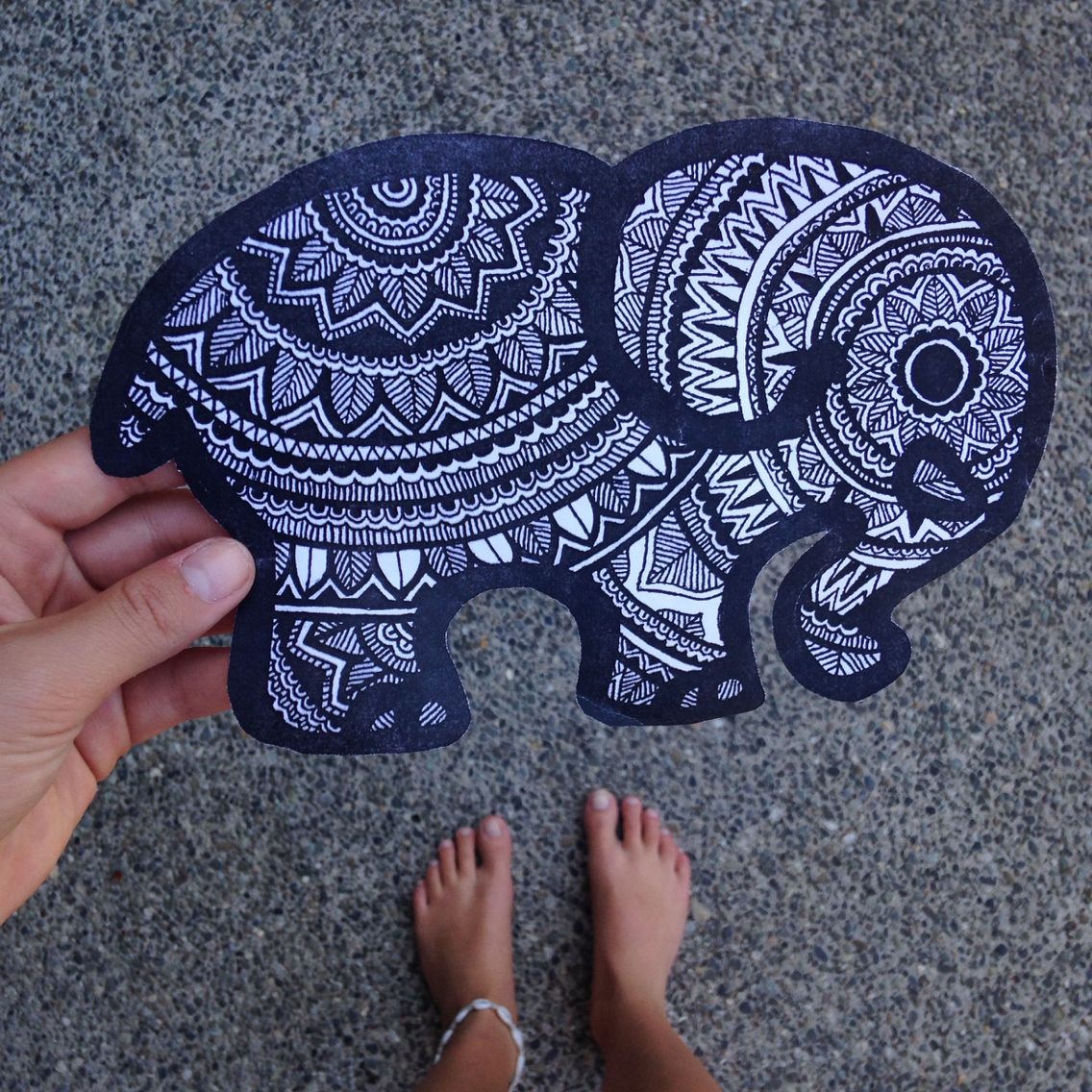 1136x1136 Zentangle Ivory Ella Elephant Draw
