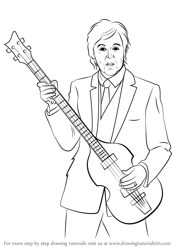 598x844 Learn How To Draw Paul Mccartney (Singers) Step By Step Drawing